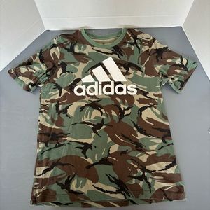 Adidas Green Camouflage Logo T Shirt Men's Sz Medium